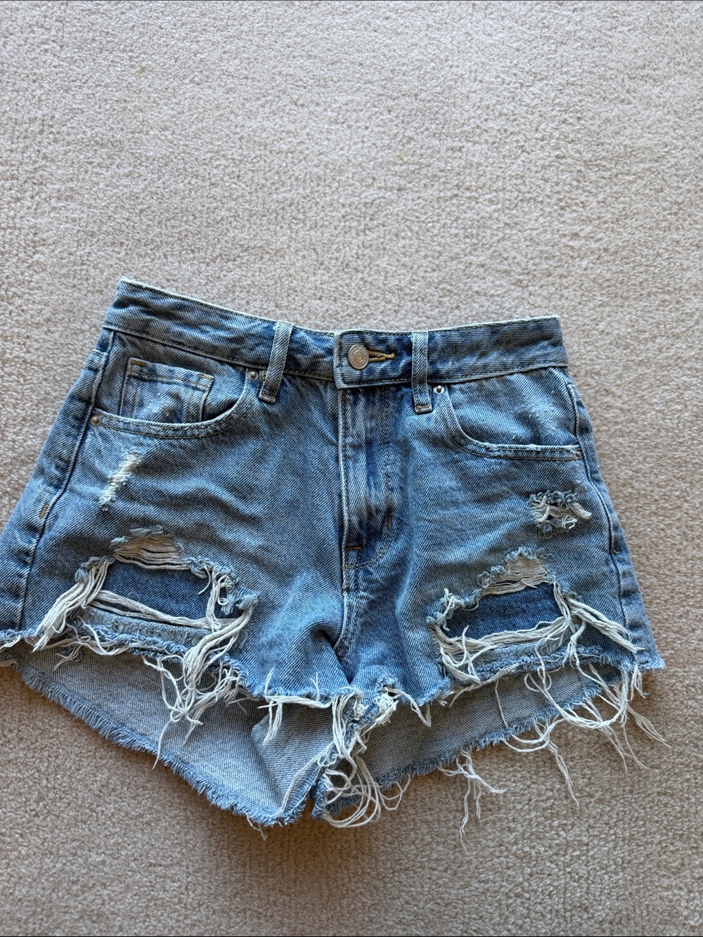 PacSun Light Blue Distressed Denim Cutoff Shorts